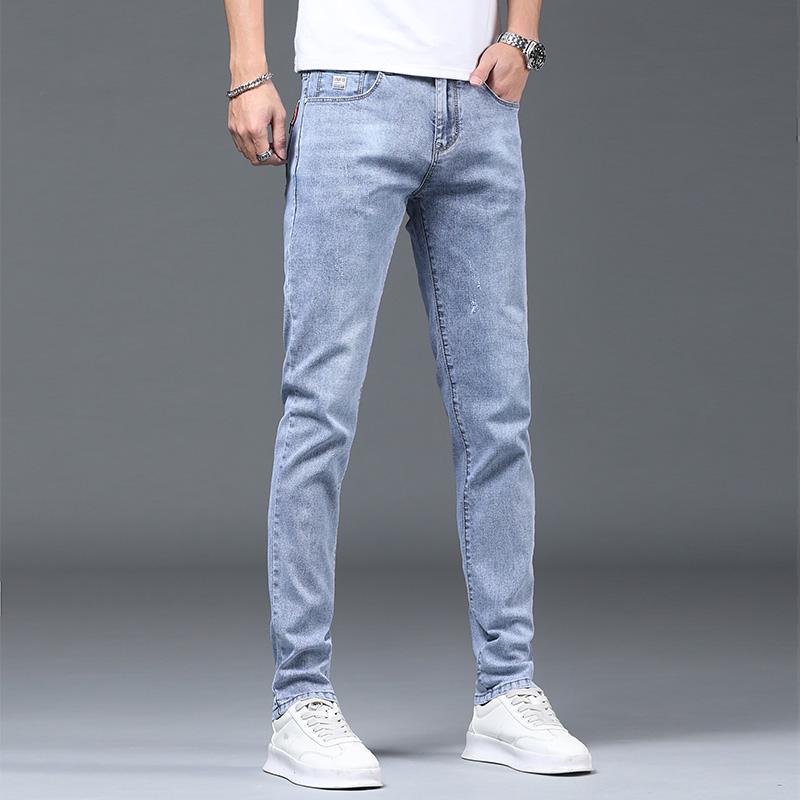 Helle Jeans Herren Frühjahr Neue Sommer Dünne Gerade Herren Jeans Slim Fit Skinny Casual Lange