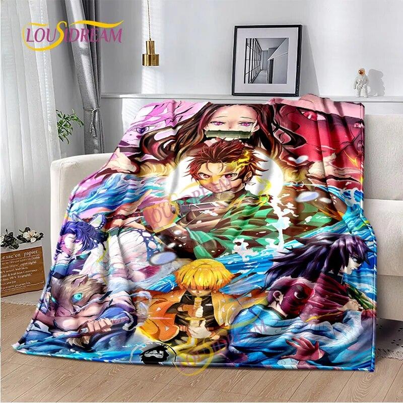 Japanese Cartoon Series Blanket Living Room Bed Sofa Travel 3D Demon Slayer Blanket Cartoon Home Office Hiking Gift