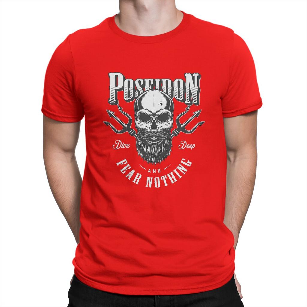 Mens Poseidon Freediving Design T Shirt Scuba Skull Dive Diver 100 Cotton Clothes Fashion Short Sleeve Round Collar Tee Shirt