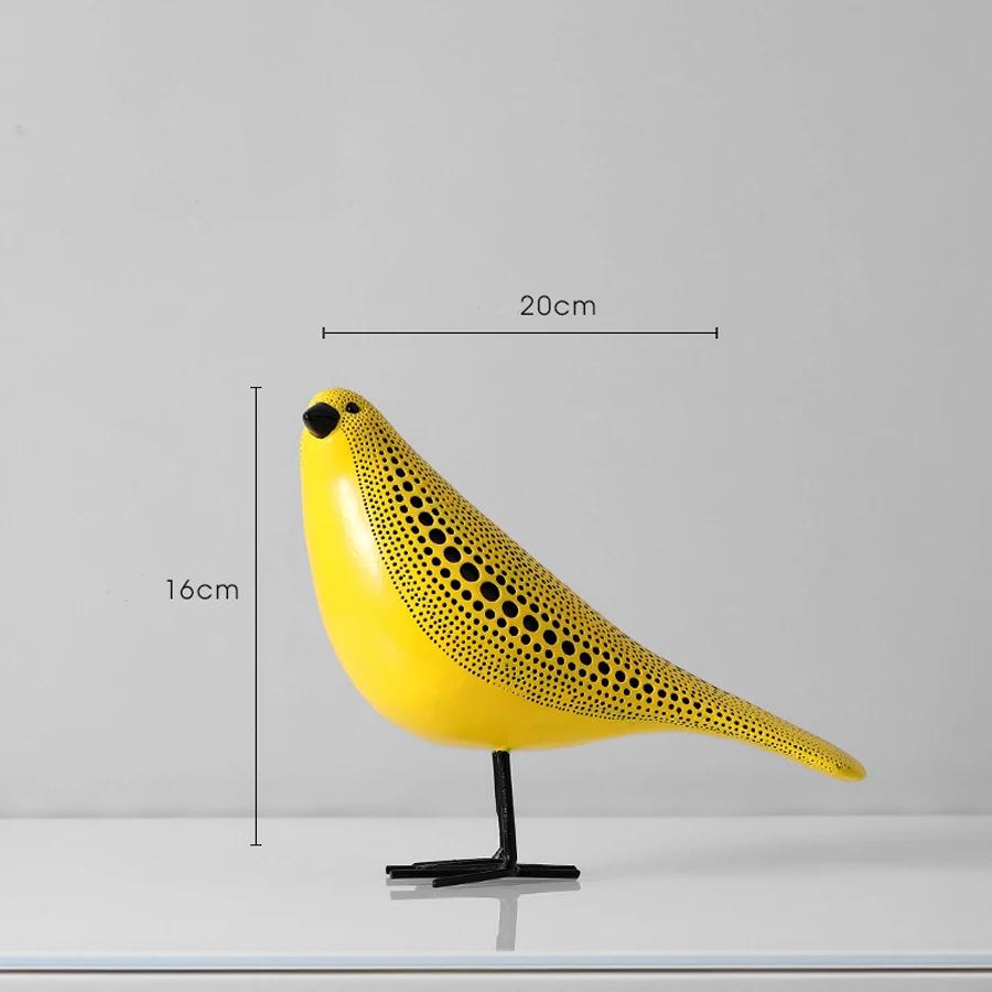 Yellow Dots Animal Owl Pumpkin Bird Statues Ornament Home Room Sculpture Cute Fall Harvest Desktop Decoration Figurine