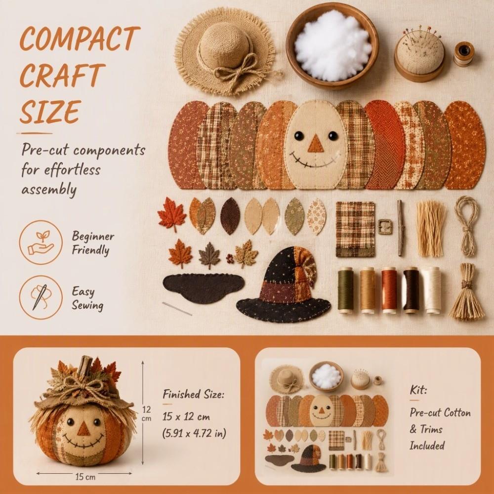 Whimsical Design DIY Sewing Kit Floral Fabric Patchwork Pumpkin Friends Kit Gift For Craft Lovers