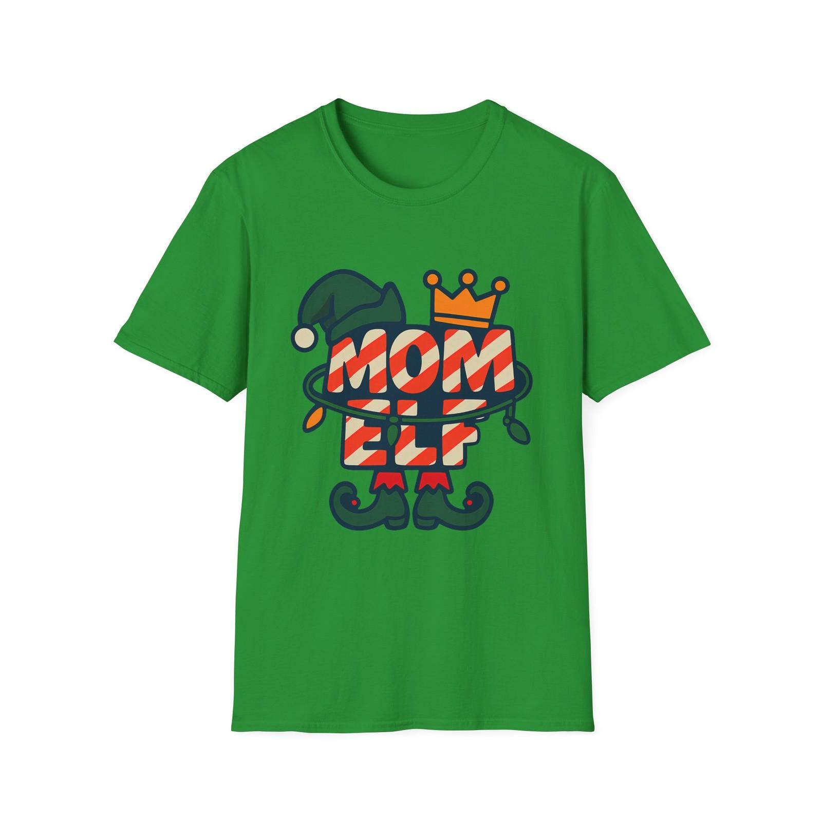 Unisex Softstyle T-Shirt Mens Womens Tees Top Mom Elf Hat Candy Cane Crown Christmas Holiday Tee 4XL