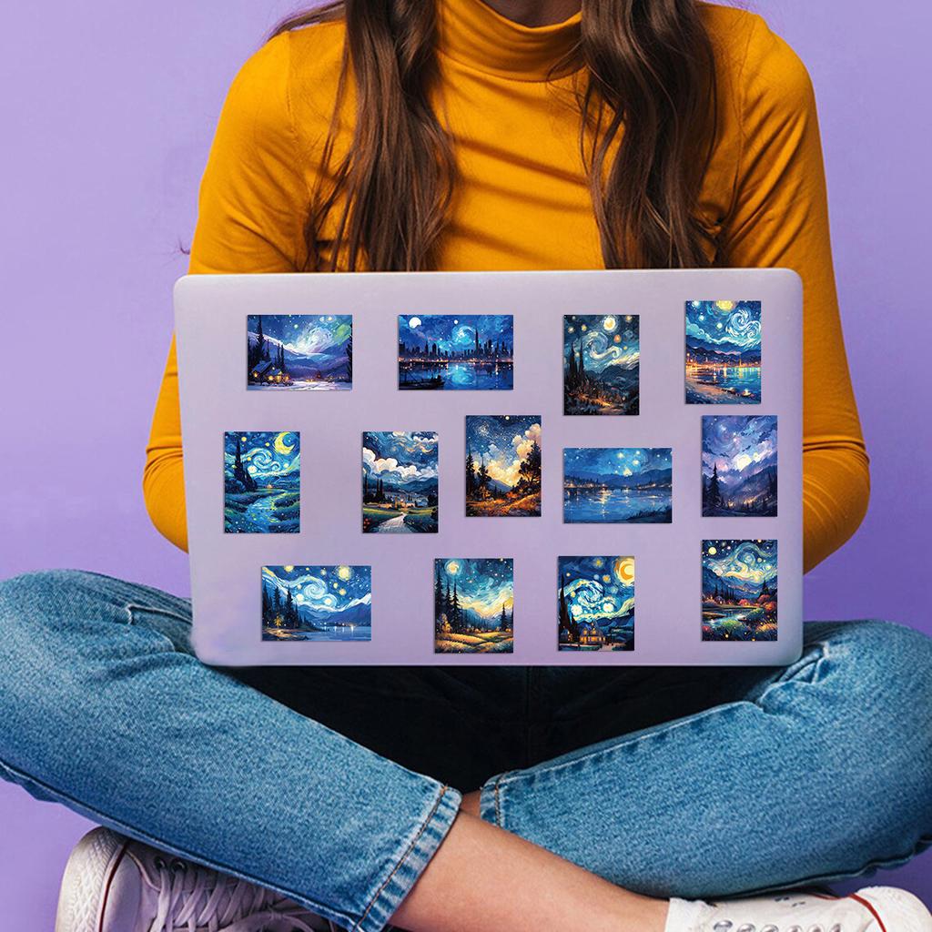 50 Cartoon Van Gogh Oil Painting Graffiti Stickers Guitar Notebook Suitcase DIY Waterproof Stickers