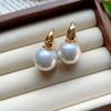 Gold Color Pearl Studs Hoop Earrings for Women Gold Color Eardrop Minimalist Hoops Wedding Fashion Jewelry Dropshipping