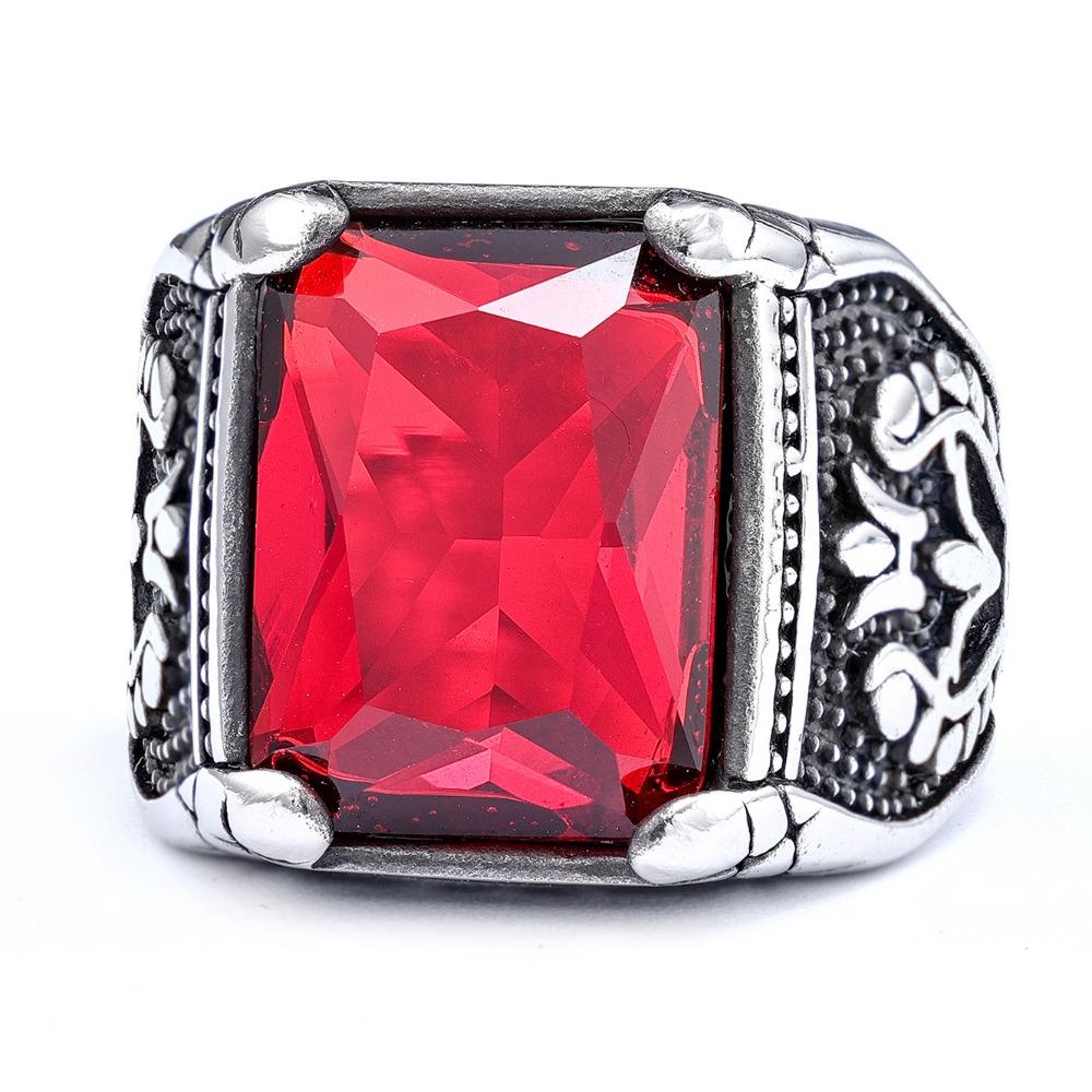 Nordic Vintage Tulip Gemstone Stackable Ring Titanium Steel Rust Free Fashion Jewelry