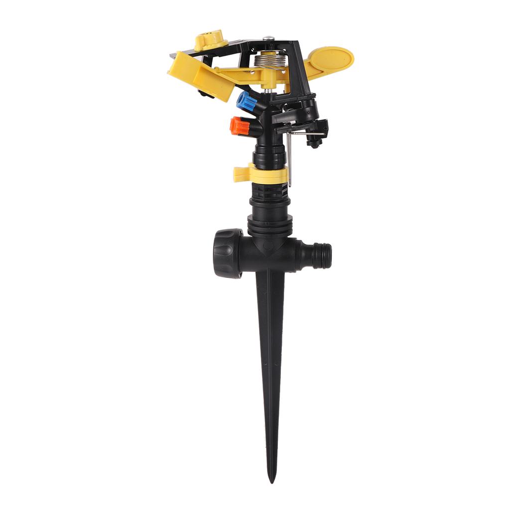 1/2" Male Thread Double Nozzle Yellow-Winged Adjustable Rocker Sprinkler With 3-Kinds Bracket Kit 360 Degree Garden Lawn Nozzle