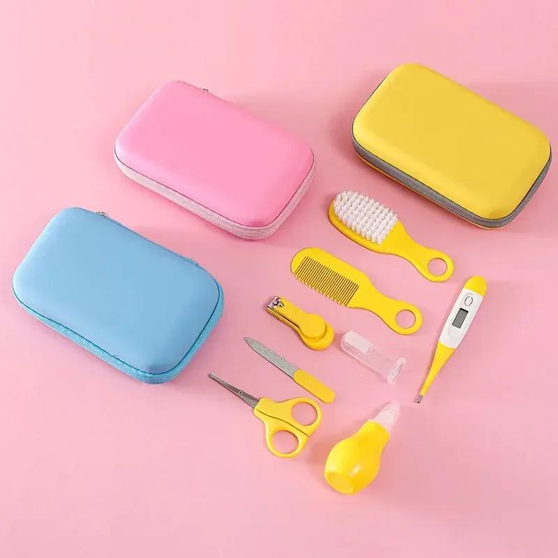 Infant Care Box Baby Nail Care Tools Sets Portable Child Healthcare Products Grooming Care Brush Kit with Storage Bag 8pcs/set