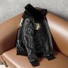 New Genuine Lambskin Leather Jacket for Men Short Bomber with Indian Embroidery Quilted Collar