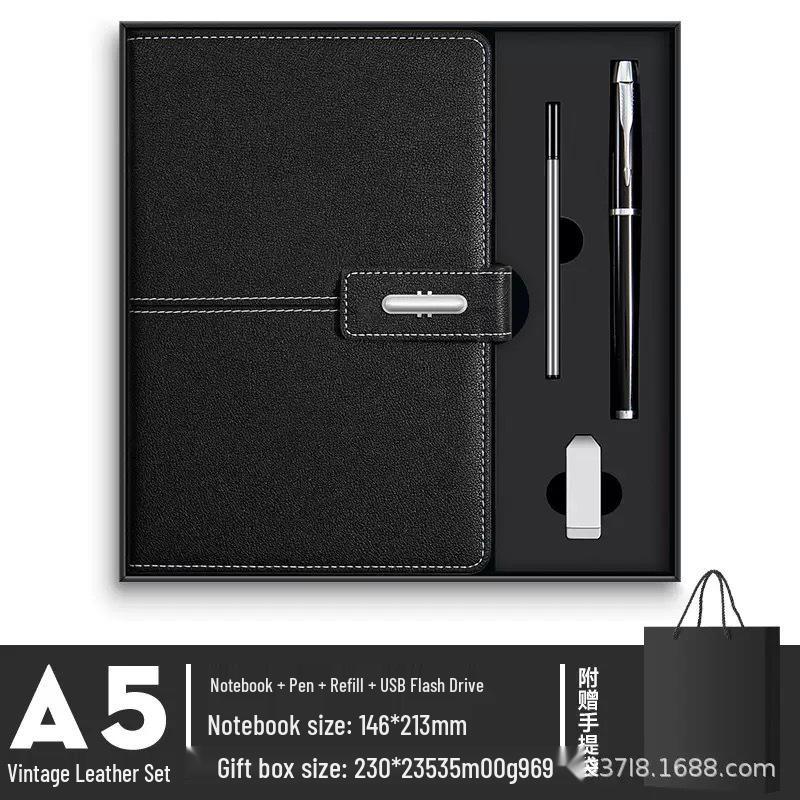 A5 PU Leather Magnetic Buckle Business Notebook Gift Set