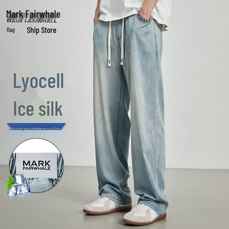 MARK FAIRWHALE Men s Summer Lyocell Loose Wide-Leg Jeans XL
