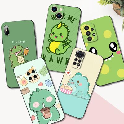 Schwarze TPU-Hülle für OPPO A16 A16S A55 A94 F17 F19 Pro Reno 4 5 Lite 6 4G 5G Süßer Cartoon-Dinosaurier