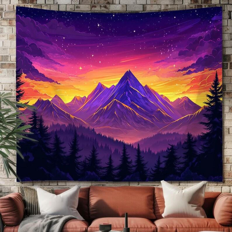 Sunset over the mountains tapestry 75x100 чёрный
