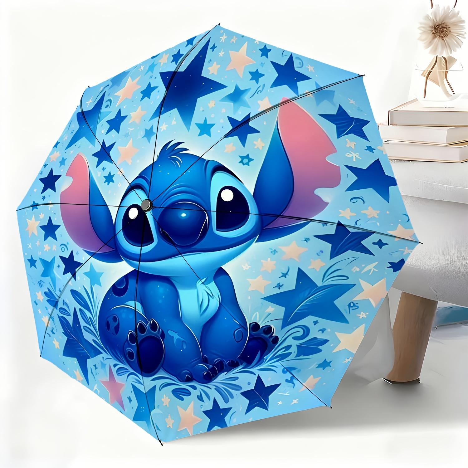 

1pc Disney Stitch Automatic Umbrella, All-Weather Folding Umbrella for All Occasions, Portable Compact Umbrella, Christmas Bir (as the picture,Iron&8K)