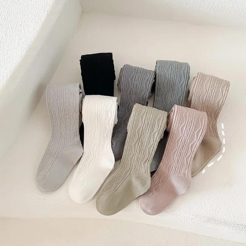 Eleganckie, dziewczęce rajstopy Chic Simplicity Kids Girl w jednolitym kolorze, modne, koreańskie legginsy, pończochy, jesień, wiosna, grube, bawełniane rajstopy