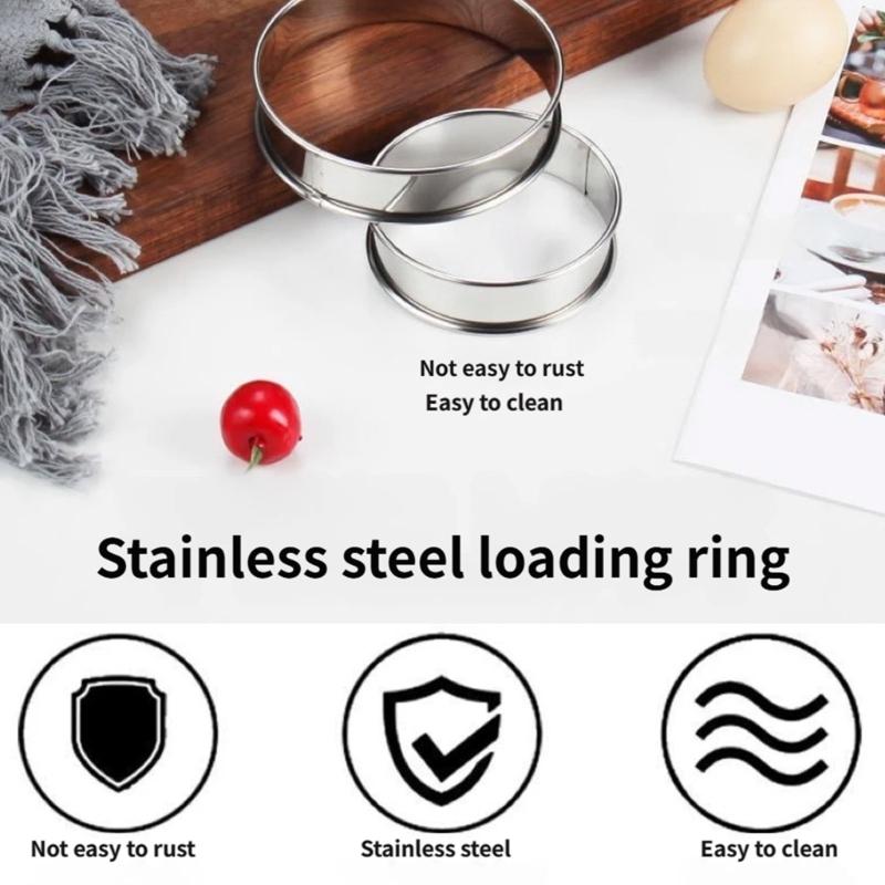 Stainless Steel Tarts Rings Double Edges Design, Safe Stable Baking Tool for Cakes and Dessert