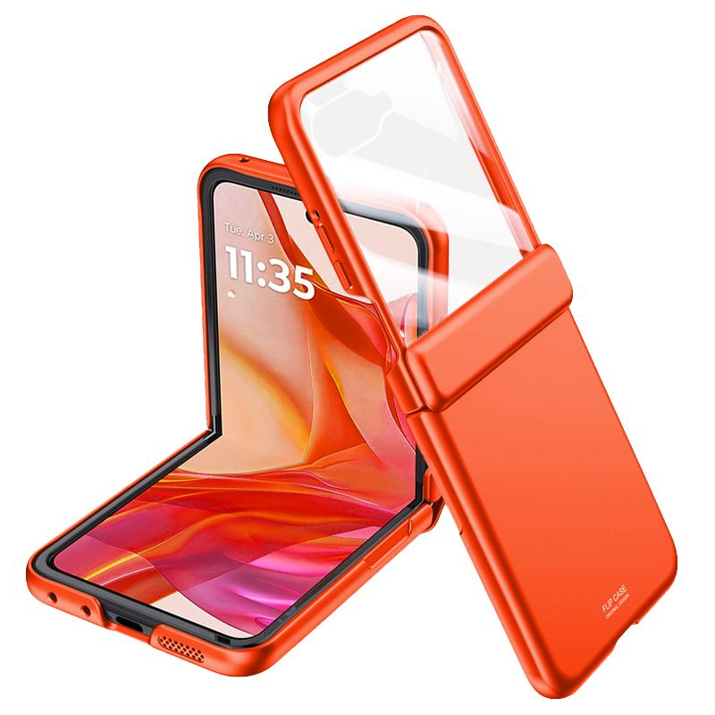 For Motorola Razr 50 Ultra 5G Case Shockproof Hard PC Phone Cover with Rear Small Screen Protector