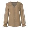 Womens Fashion Lace Blouse V-neck Chiffon Lace Long Sleeve T-Shirt Tops