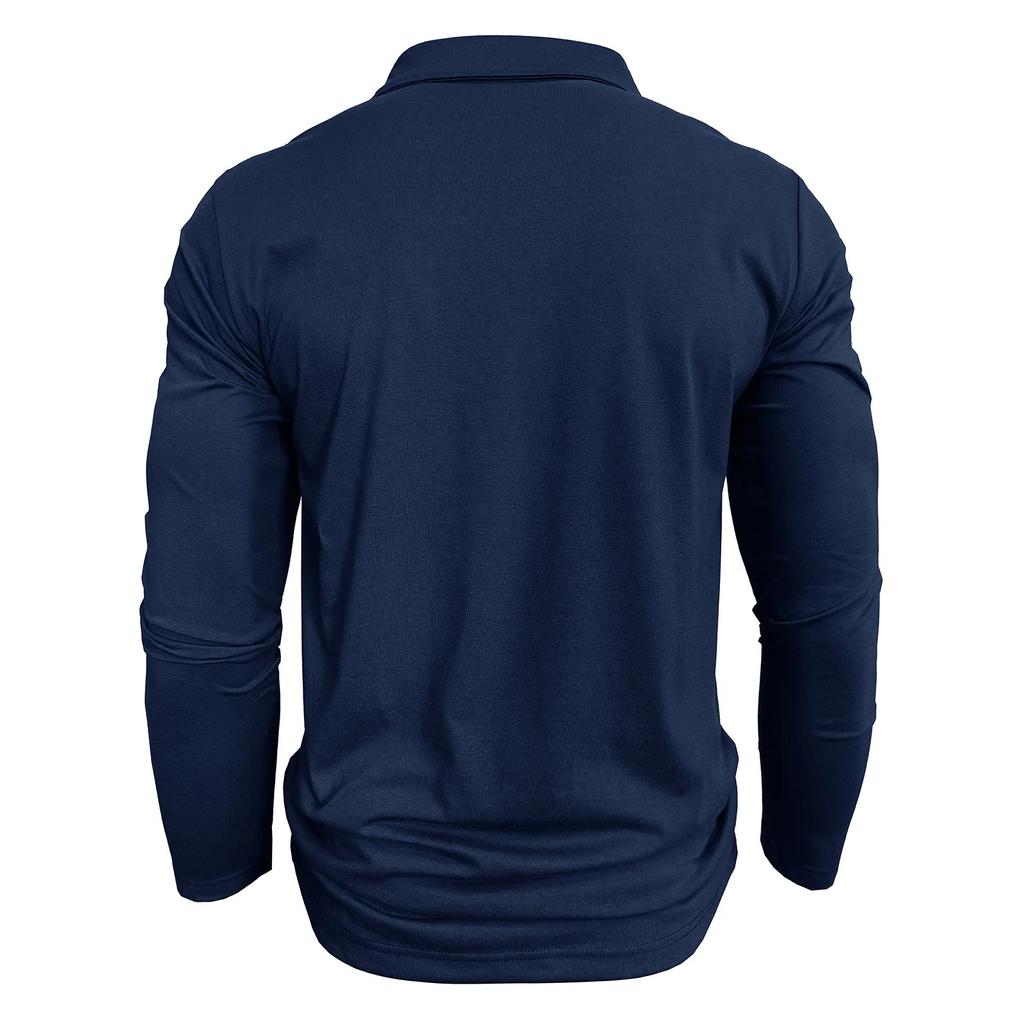 Spring Autumn Men's Contrasting Color Lapel Long Sleeve Button Polo Shirts Mens Casual Polos Tops