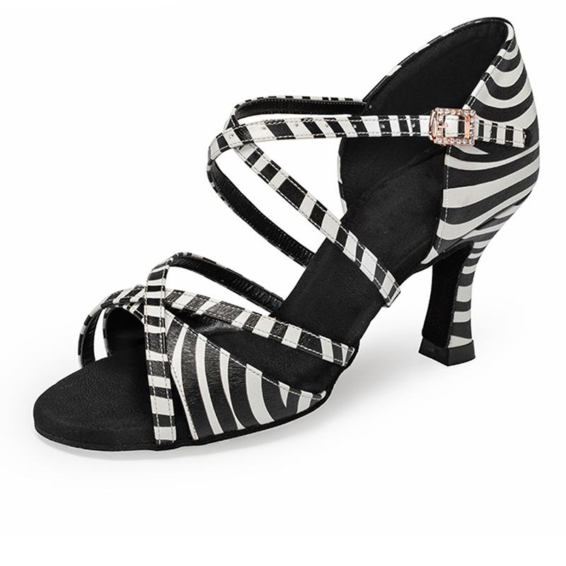 Women Latin Dance Shoes Satin/Leather Sandal Ladies Ballroom Party Dancing Shoes Soft Sole