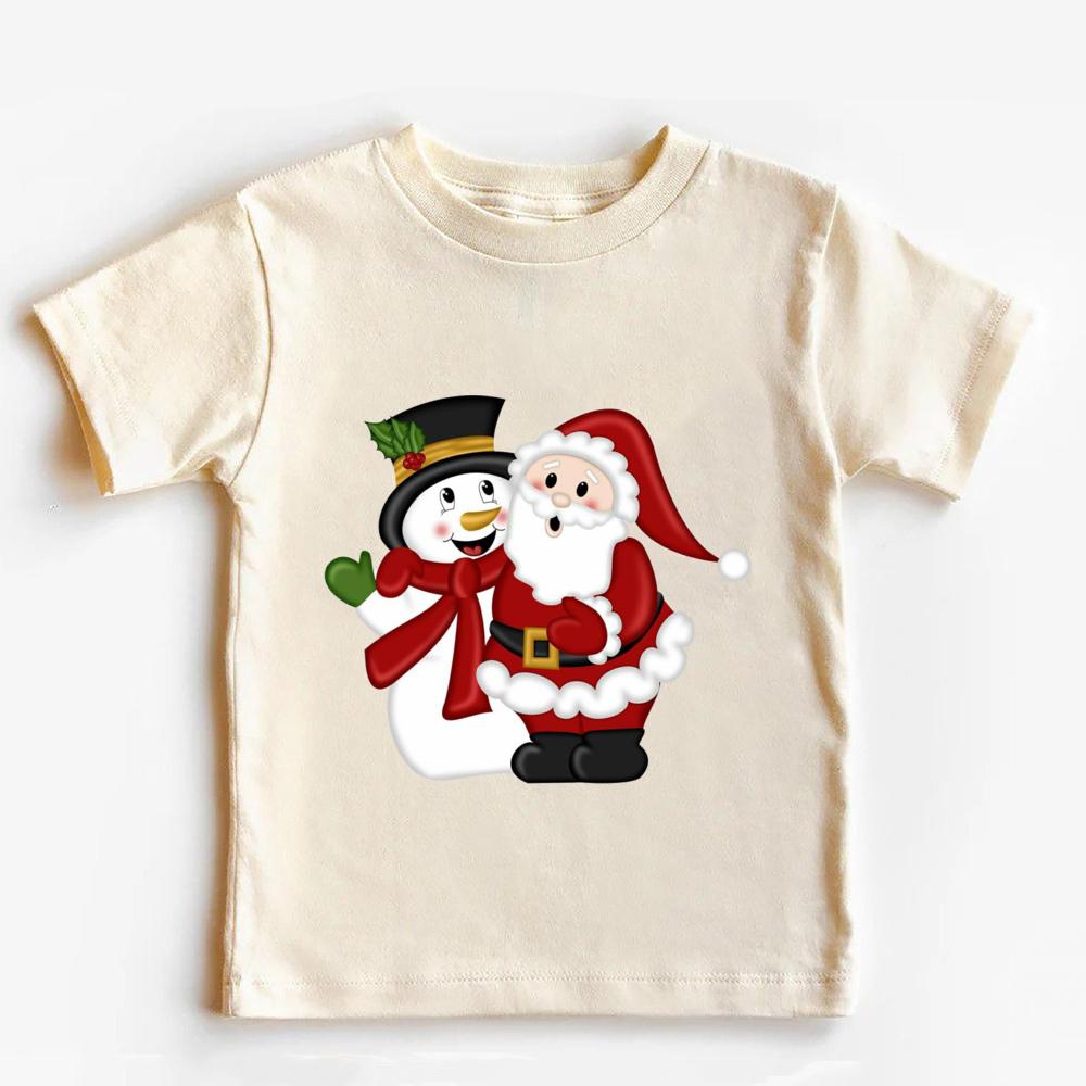 Christmas Santa Claus Cotton Kids T Shirt Retro Christmas Shirt for Kids Merry Xmas Toddler Infant Tops Clothes
