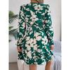 Women's Casual Floral Long Sleeve Wooden Earring A-line Dress Sexy Women's Floral Dresses
