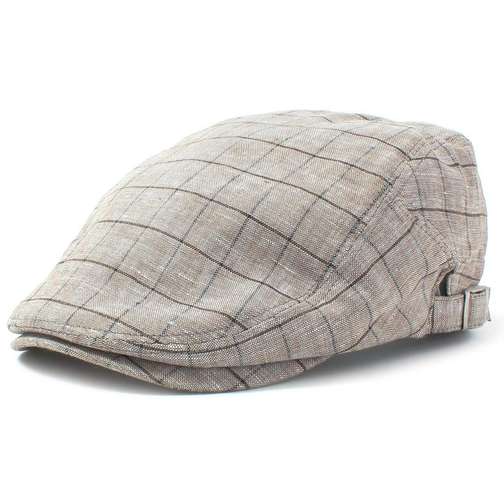 Basic Enchi Windowpane Hunting Linen British Check Hat for Women and Olive Cap, Material, Pattern, Men,