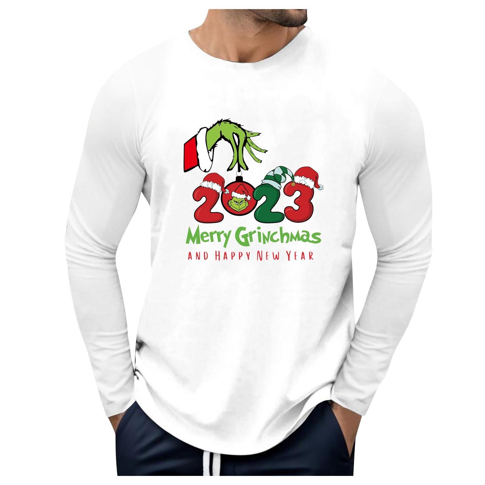 

Men s Round Neck Long Sleeve Loose Winter Tops Fashion T-Shirt Pattern Creative Letters Retro Print Street Sports Casual Tops S белый
