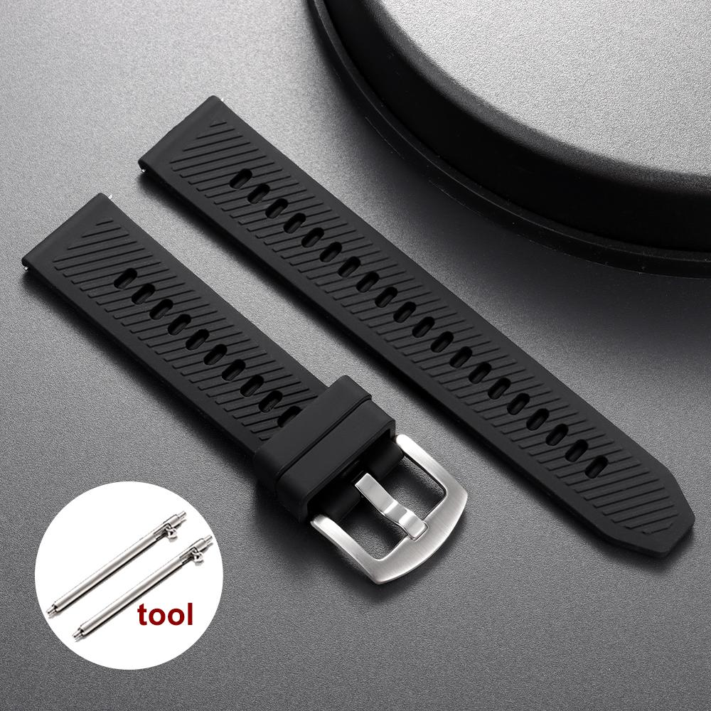 

Резиновый ремешок для часов 22 мм, удлиненный силиконовый ремешок для часов, универсальный, для дайвинга, водонепроницаемый, удобный, спортивный, быстросъемный, браслет для запястья 22mm чёрный