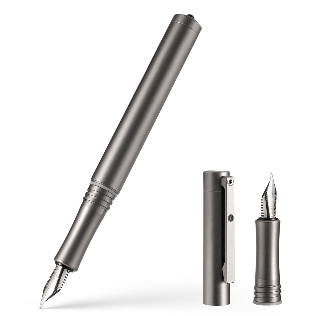 KeyUnity KP02 Fountain Titanium Alloy Fine for Writing Perfect Anniversary Present Pen, Nib, Refillable, Silver, & Journaling, Gift,