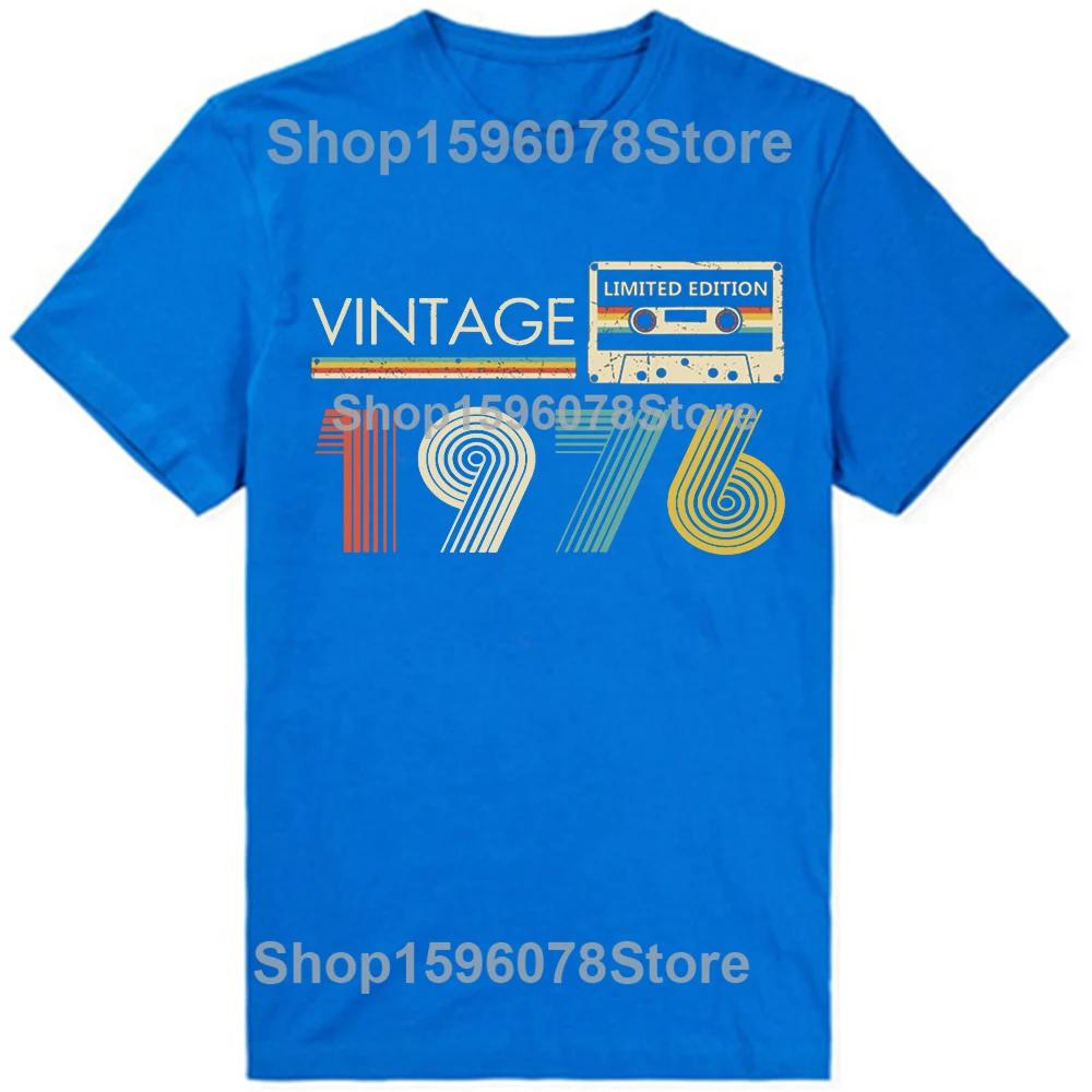 Vintage 1976 Limited Edition Cassette Birthday Gift T Shirts Tee Tops Round Neck Fashion Tshirt Clothing Casual Basic Tshirts