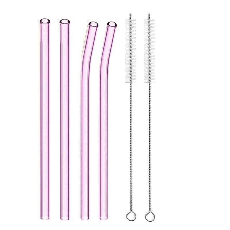 4 szt. 20 cm Szklane Słomki do Picia Wielokrotnego Użytku Kolorowe Szklane Słomki do Napojów Sok Ekologiczne Słomki Koktajlowe Barowe Naczynia do Picia