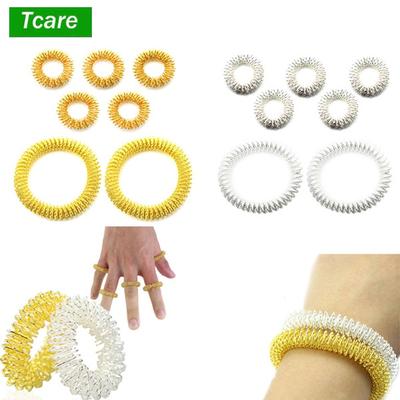 Tcare 5 Pezzi Anelli Massaggio Agopressione 2 Pezzi Anelli per Polso Medicina Cinese Sollievo dal Dolore Circolazione delle Dita Terapia