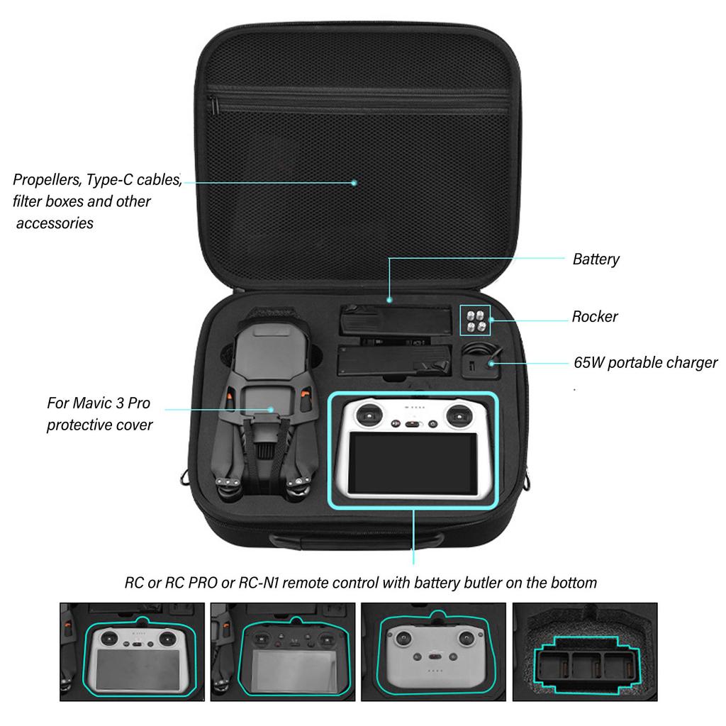 Drone Carrying Storage Bag Large Capacity Hard Shell Protective Box Portable Lightweight Travel Bag for Mavic 3 Pro