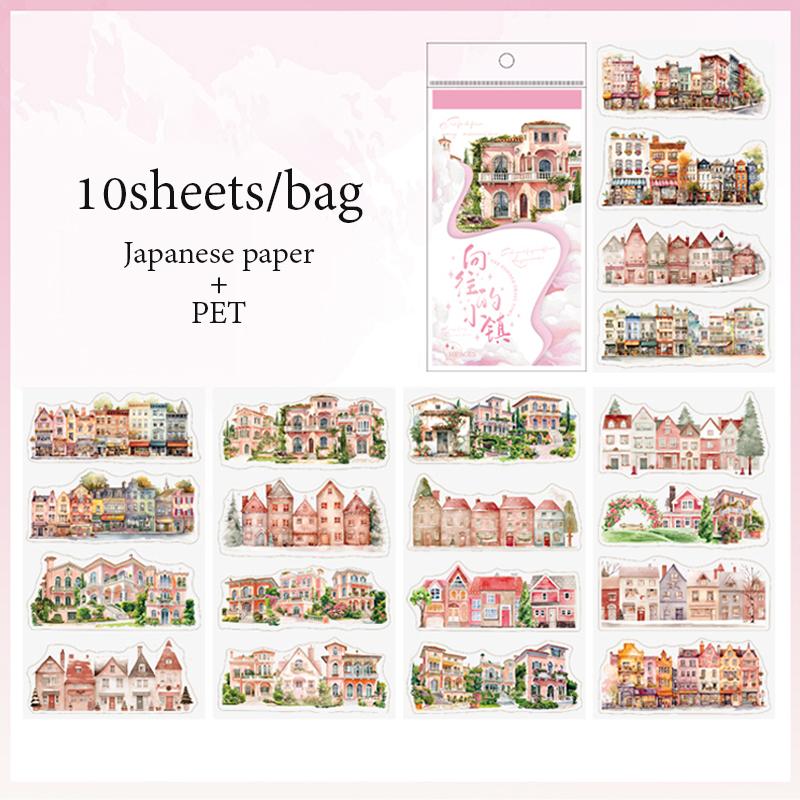 

Книга наклеек 10 листов/пакет наклейки с пейзажем рустикального города набор наклеек для блокнота канцелярские товары DIY ручная работа скрапбукинг дневник вырезанная наклейка