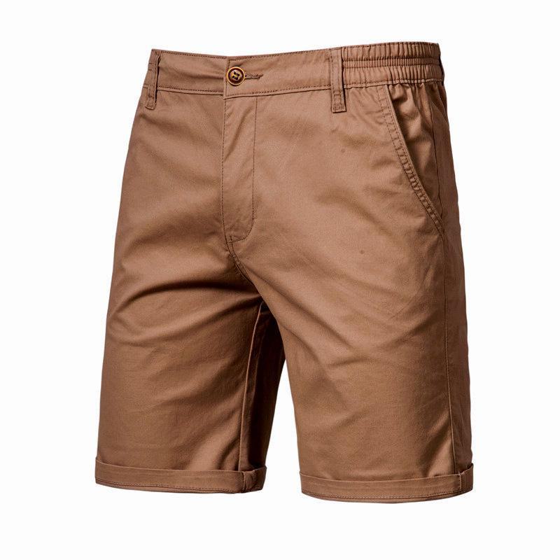 European and American Men's Cotton Slim Fit Shorts in Solid Colors for Summer Casual Wear