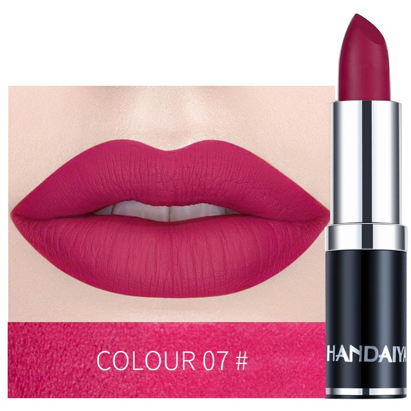 Handaiyan Sexy Nude Red Brown Purple Lipgloss Matte Lip Gloss Velvety Lipstick Matte Waterproof Makeup Long Lasting Cosmetic