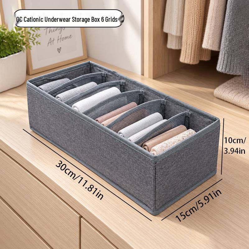 Grand bac de rangement pliable en coton et lin avec fenêtre visible