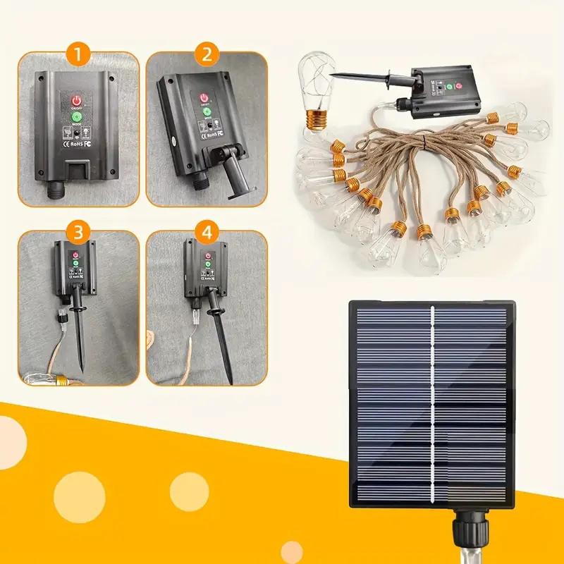 10/20/25 Bulbs Solar String Lights Shatterproof LED Solar String Light Outdoor Umbrella Lights with For Patio Waterproof Lights