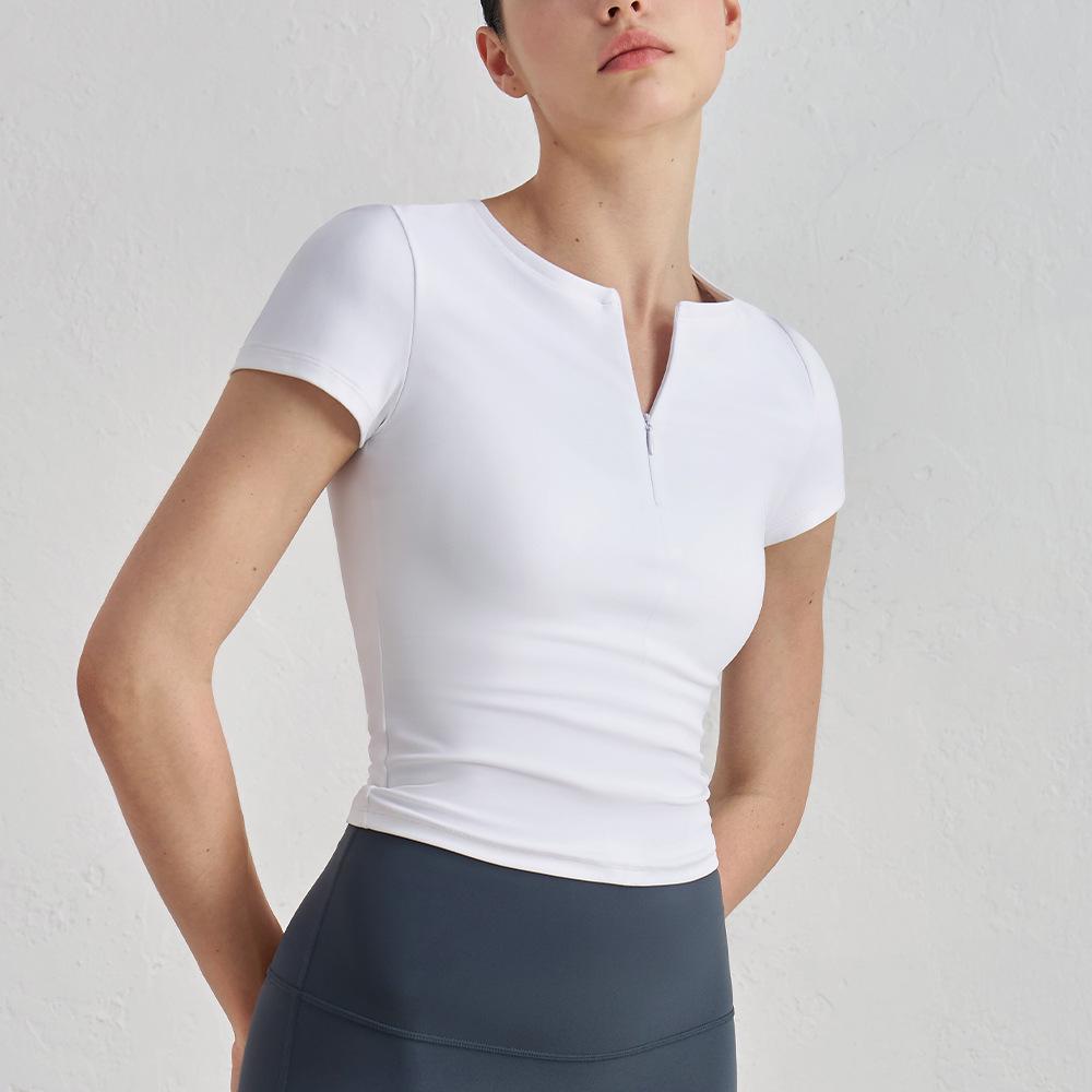 

Женский топ для йоги с короткими рукавами, облегающий, для весны M белый