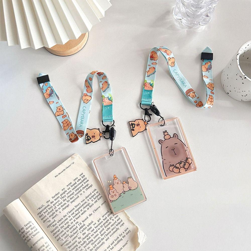 

Sliding Cartoon Card Case Animal Bus Card Cover Printed Capybara Card Holder Student hill