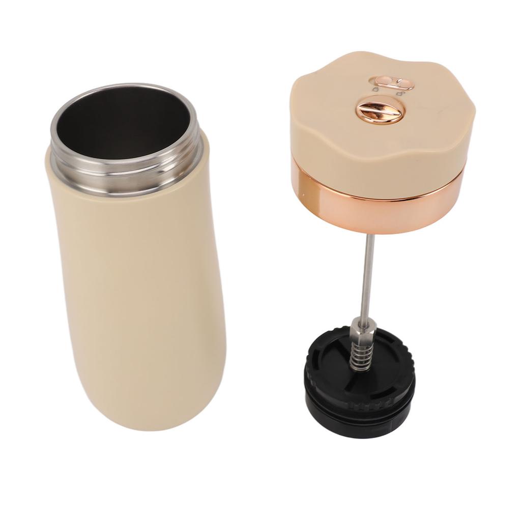 French Press Mug Stainless Steel Insulated Portable 320ml Chinese Style Coffee Mug for Outdoor