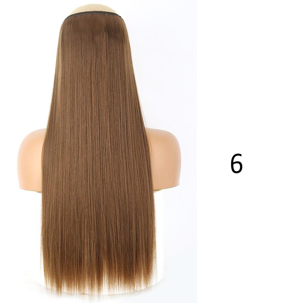 MISSQUEEN Women Long Straight Wavy Invisible Hair Extensions Without Clips Synthetic Fiber Long Daily Wear Invisible Hairpiece