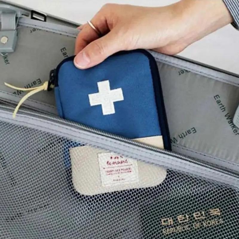 1pc Home First Aid Small Medicine Kit Home Medicine Storage Travel Outdoor Mini Portable Small Box Medical First Aid Kit 4colors