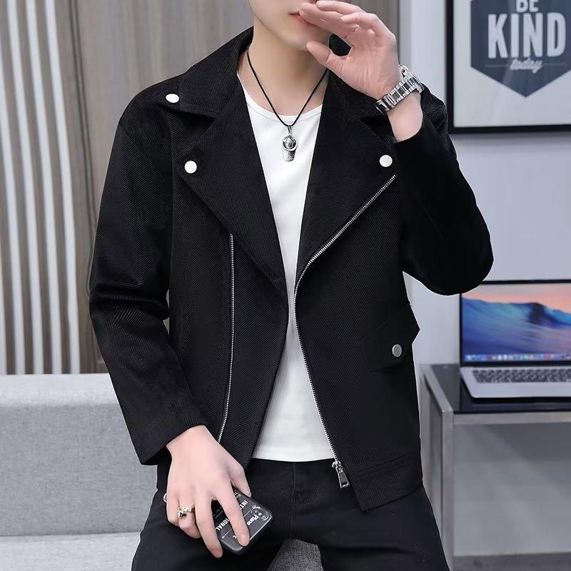 Men S Short Loose Long Sleeve Turn Down Collar Zipper White Casual Jacket
