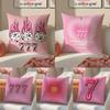 Fashion Pink Number Iucky 7 Cushion Cover Silky Elegant Comfort Sofa Bed Invisible Zipper Beach Pillowcase