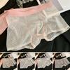 Boxerunterwäsche Elastisch Mittelhoch U-Konvex Dünn Durchsichtig Shorts Slips Leopardenmuster Schlafunterwäsche
