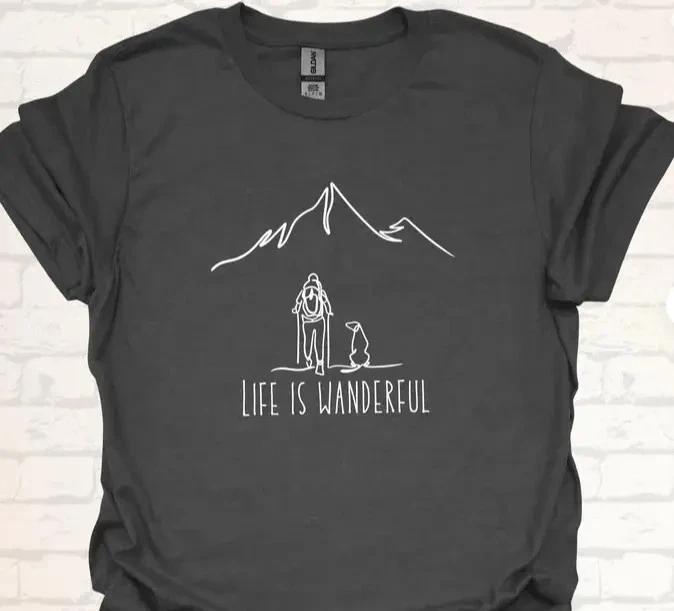 

Outdoor T-Shirt Life Is Wanderful, Hiking Dog Lover Shirt,Gift for Nature Lovers XL