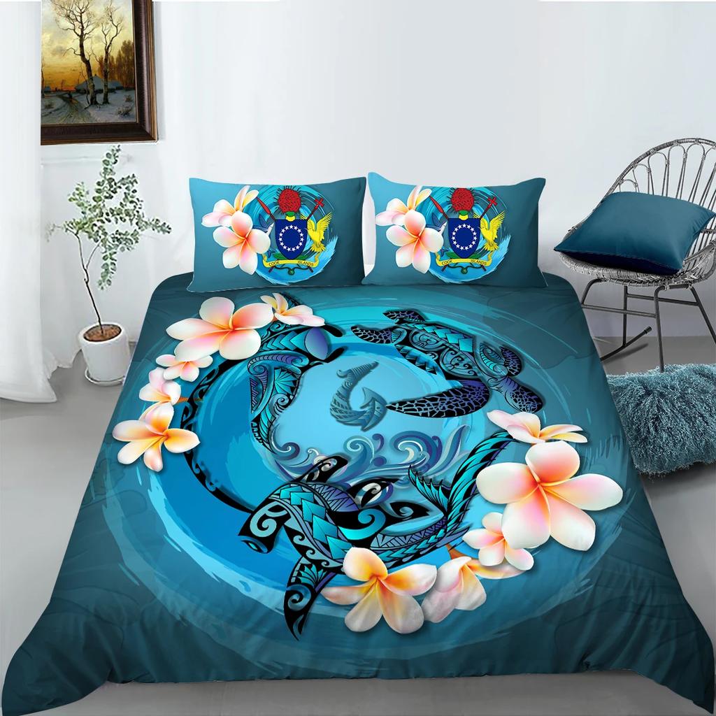 Exotic Sea Turtle Duvet Cover Set Bohemian Floral Ocean Animal Bedding Set Microfiber Tortoise Comforter Cover Single Queen Size