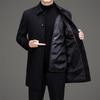 Men's Mid-Length Wool Coat with Detachable Down Liner, Business Lapel Style