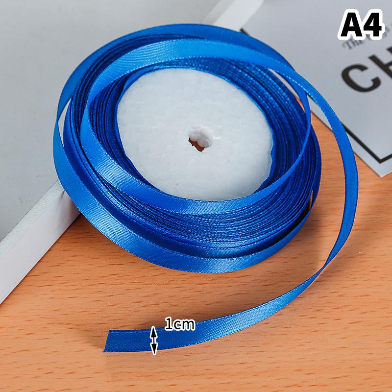 1Cm (25 Yards/Roll) Satin Flat Ribbon Roll Gift Flower Bouquet Packaging Wedding Birthday Ribbon Making Diy